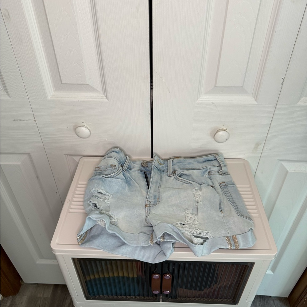 Aeropostale Light Blue Distressed Denim Shorts